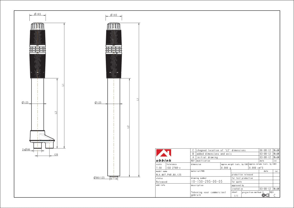 ROLUX 5G HR DAKDOORVOER 80/125MM PAR L=1280MM