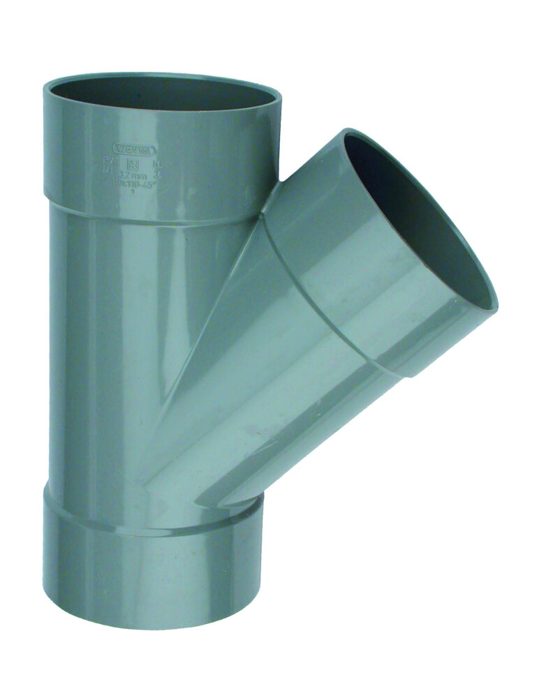 PVC LIJM T-STUK 90MM 45°