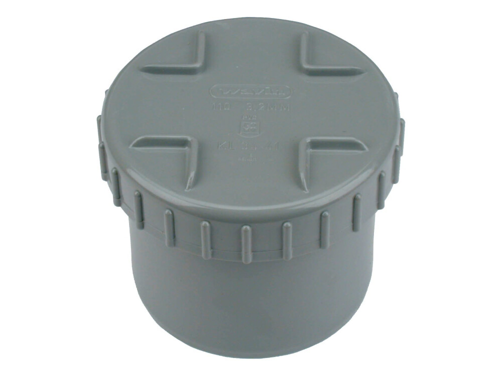 PVC LIJM EINDSTUK MET SCHROEFDEKSEL 125MM