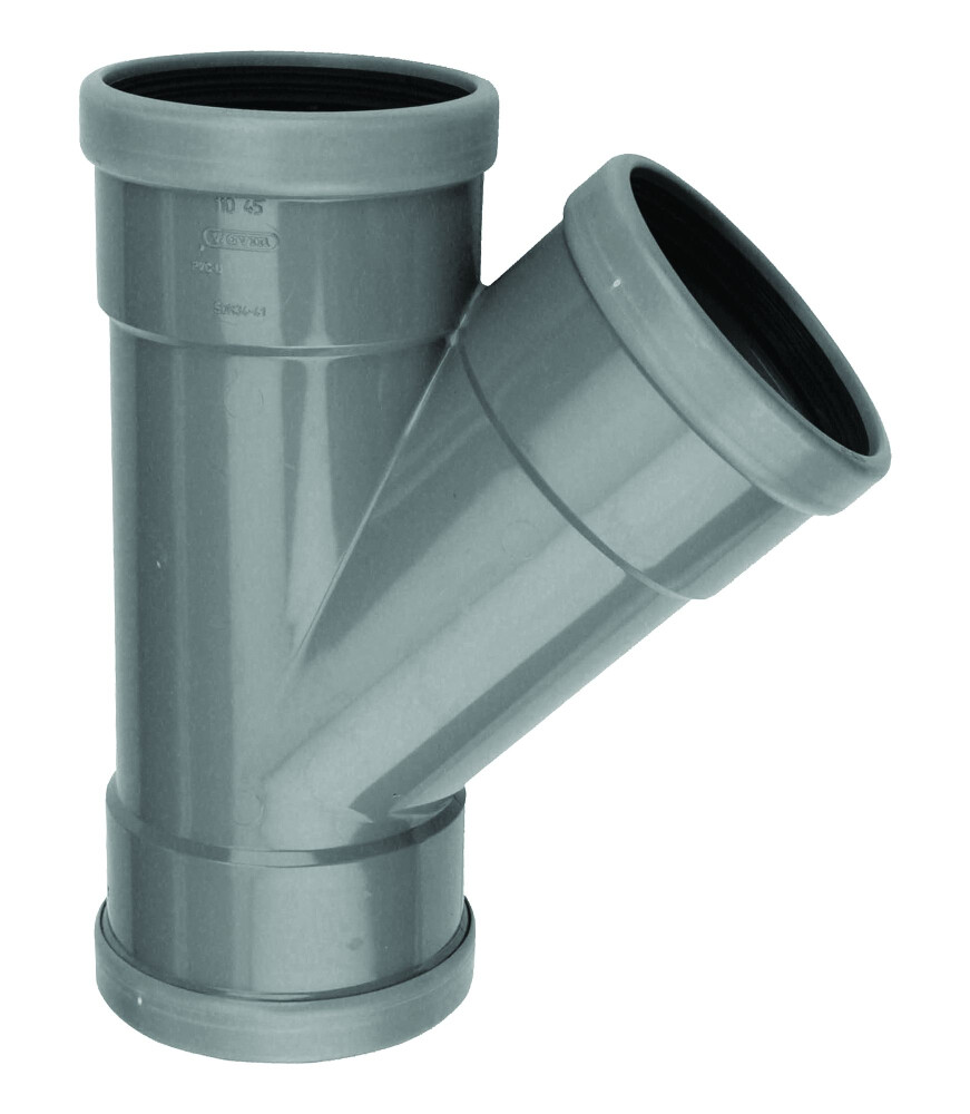 PVC RUBBER MANCHET T-STUK 125MM 45° 3XM SN4
