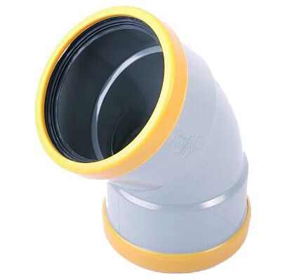 PVC RUBBER MANCHET BOCHT 160MM 45° 2XM SN8