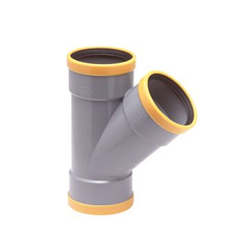 PVC RUBBER MANCHET T-STUK 125MM 45° 3XM SN8