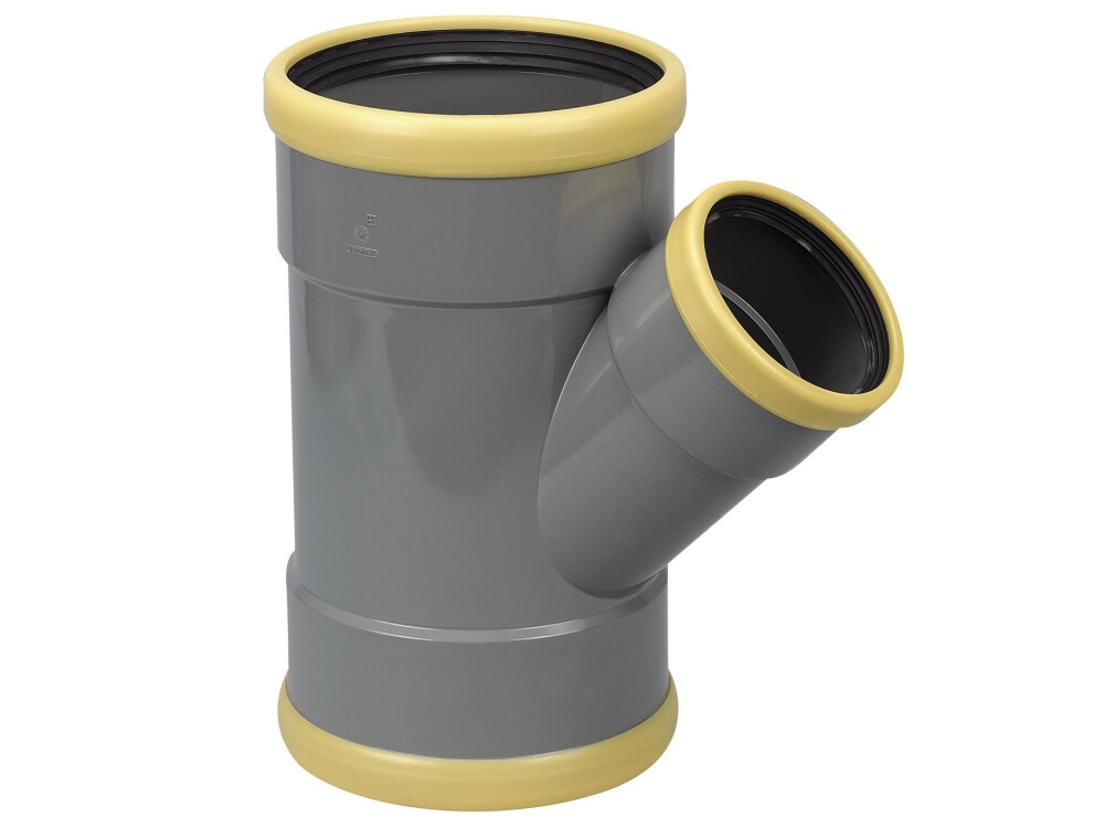 PVC RUBBER MANCHET T-STUK 200MM X 125MM 45° 3XM SN8