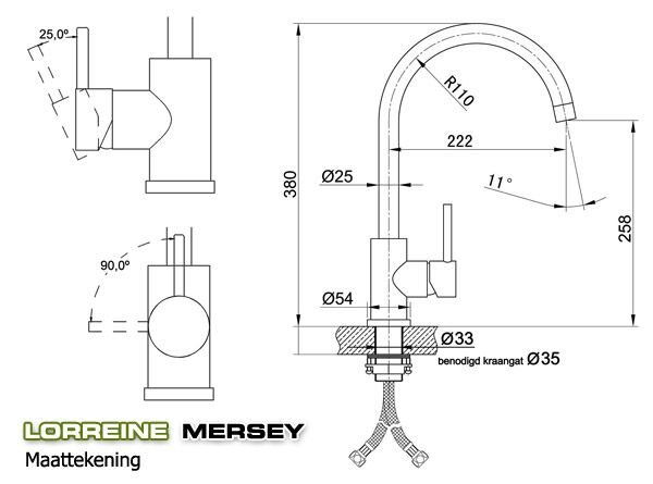 LORREINE MERSEY KEUKENMENGKRAAN MET RONDE UITLOOP