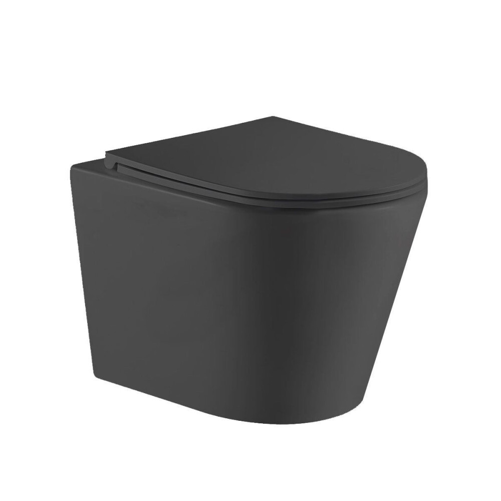 WANDCLOSETPACK 52CM SPOELRANDLOOS MAT ZWART