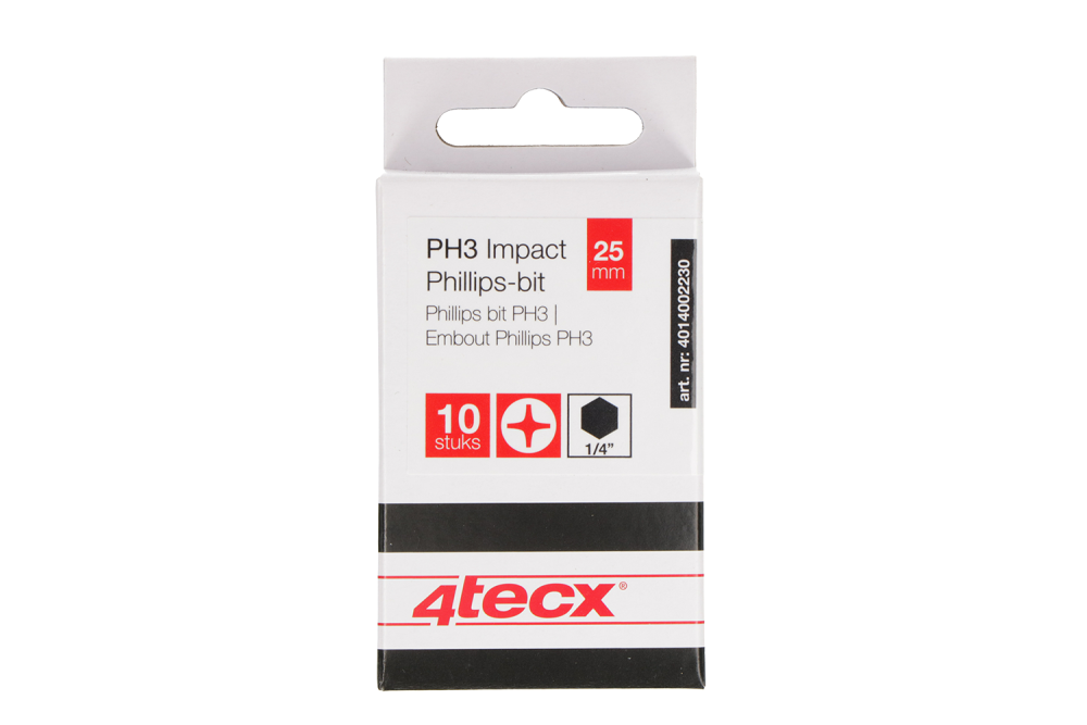4TECX IMPACT BIT 25MM PH3 10ST