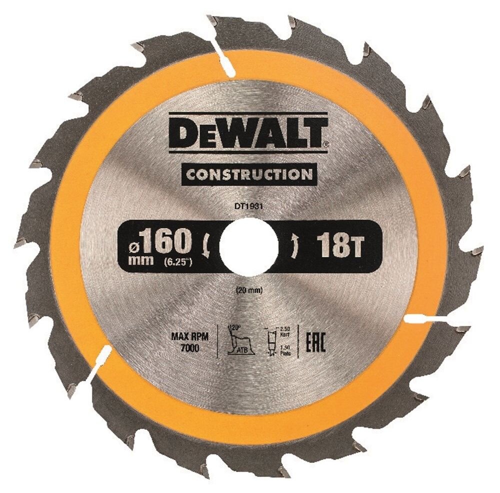 CONSTRUCTION CIRKELZAAGBLAD 160 X 20MM 18 TANDS