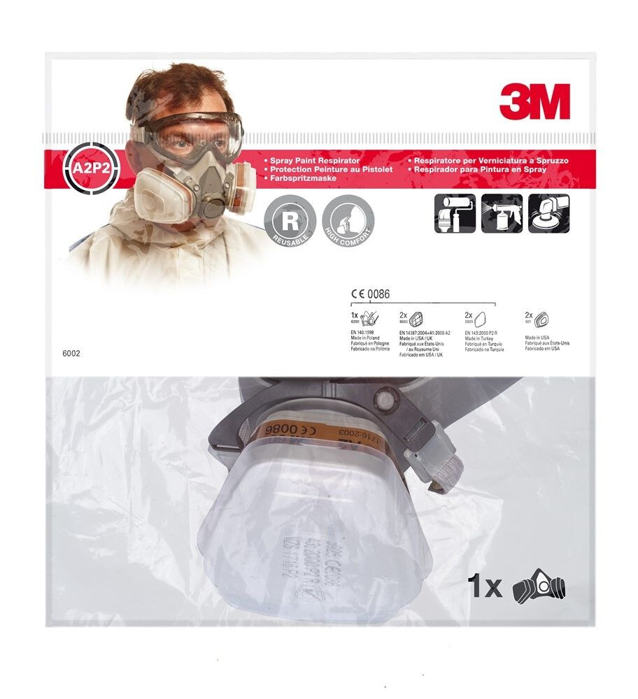 6002C GAS&DAMPMASEKER MET FILTER A2P2
