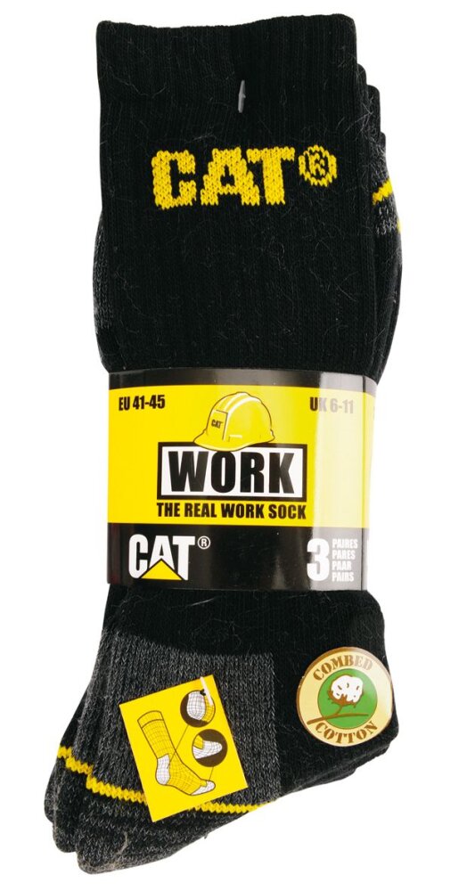 CAT SOKKEN ZWART/GRIJS 3 PACK 41-45