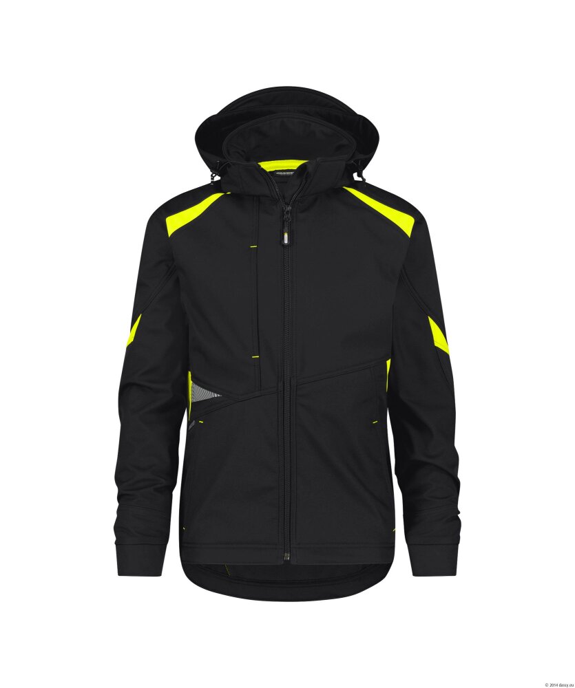 SOFTSHELL KALAMA ZWART/FLUOGEEL M