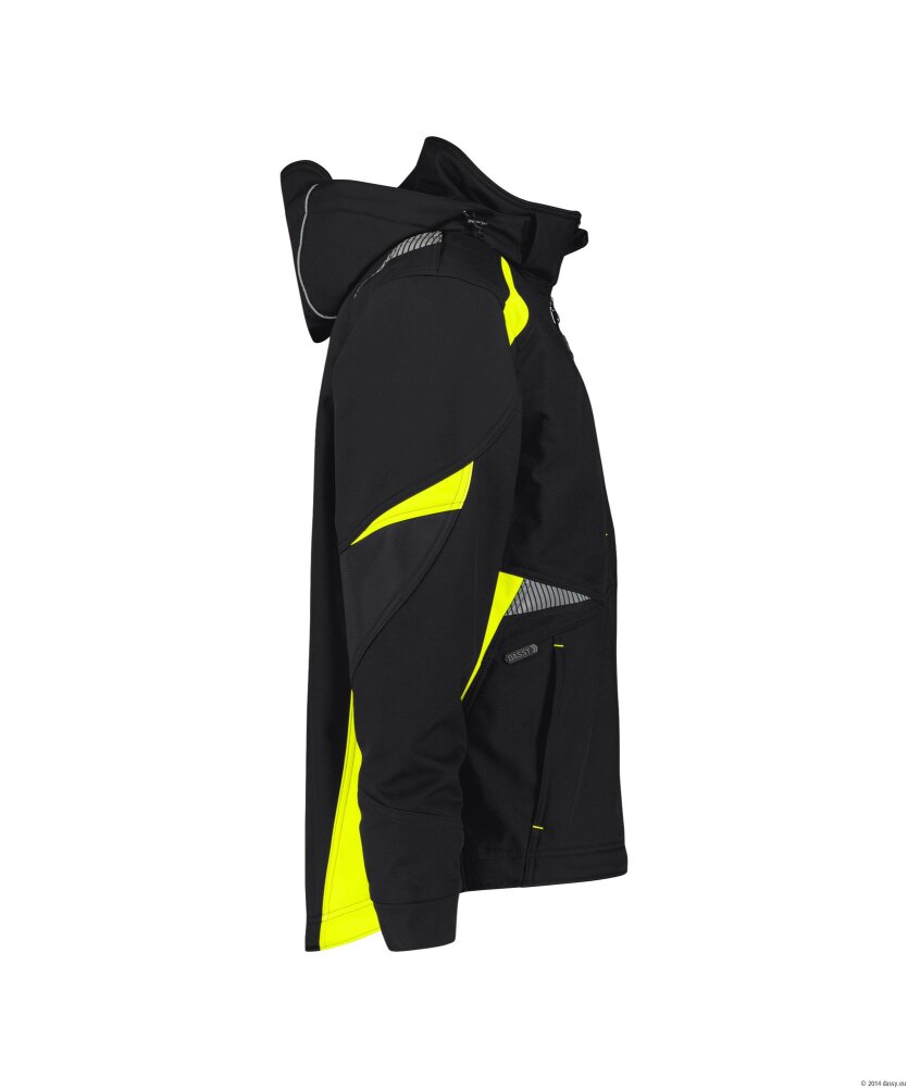 SOFTSHELL KALAMA ZWART/FLUOGEEL M