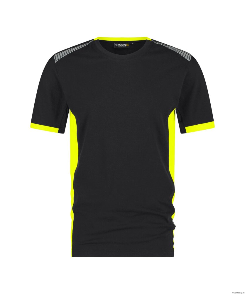 T-SHIRT TAMPICO ZWART/FLUOGEEL L