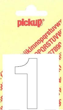 PLAKCIJFER 1 HELVETICA 40MM WIT