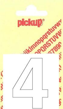 PLAKCIJFER 4 HELVETICA 40MM WIT
