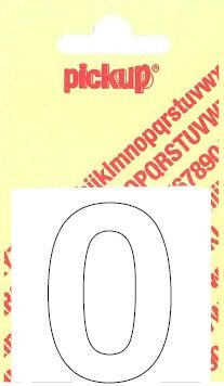 PLAKCIJFER 0 HELVETICA 60MM WIT