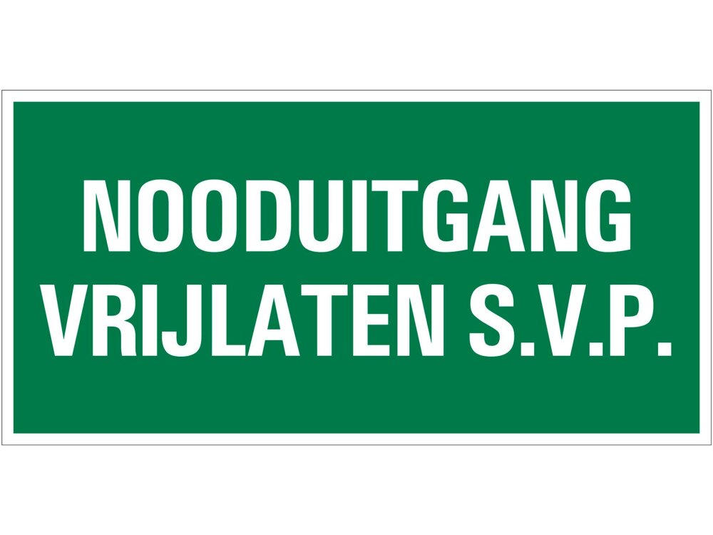 BORD 15X30 VLUCHTWEG NOODUITGANG VRIJLAT
