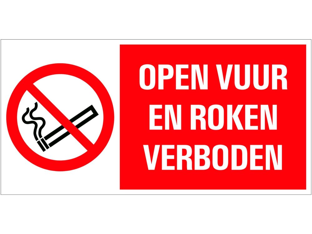 BORD 15X30 VLUCHTWEG OPEN VUUR EN ROKEN VERBODEN