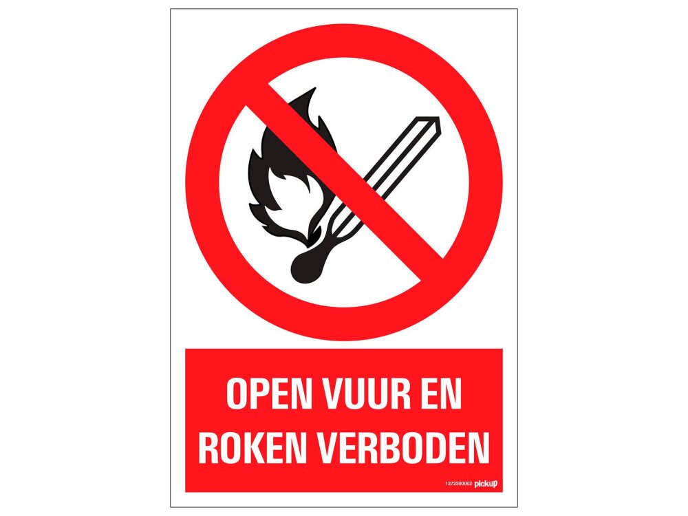 BORD 23X33CM OPEN VUUR EN ROKEN VERBODEN