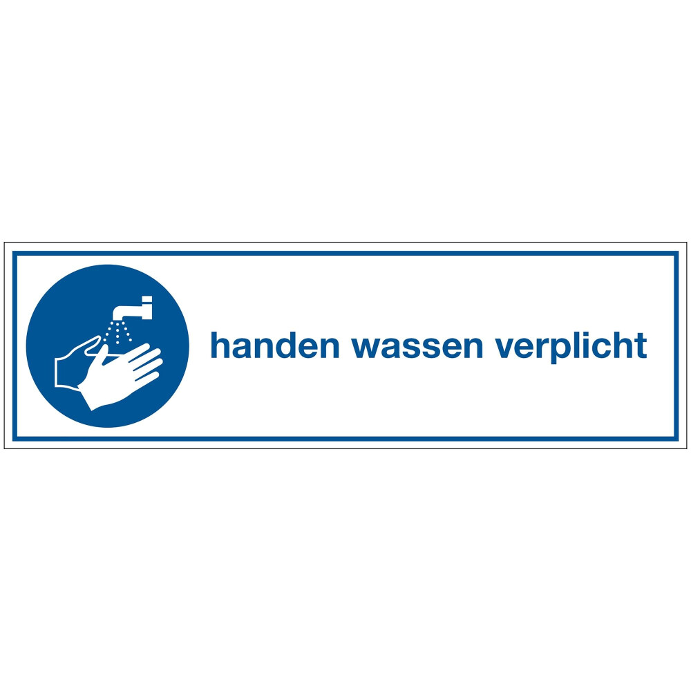 STICKER HANDEN WASSEN VERPLICHT 44X150MM