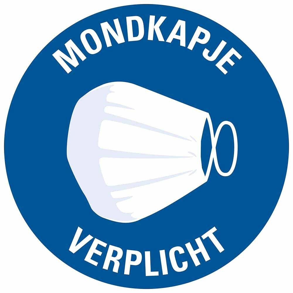 STICKER MONDKAPJE VERPLICHT ROND 150MM