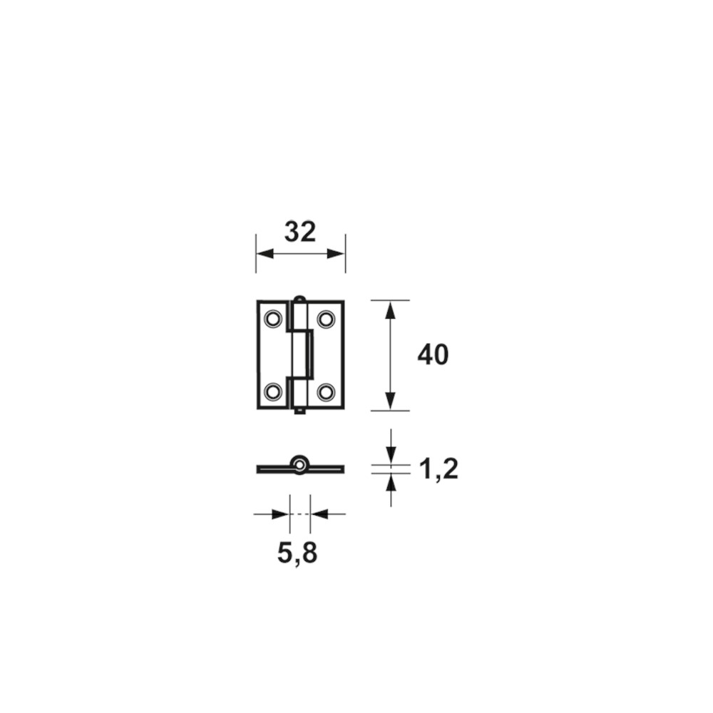 SCHARNIER 40 X 32MM 1.5" GEGALV.