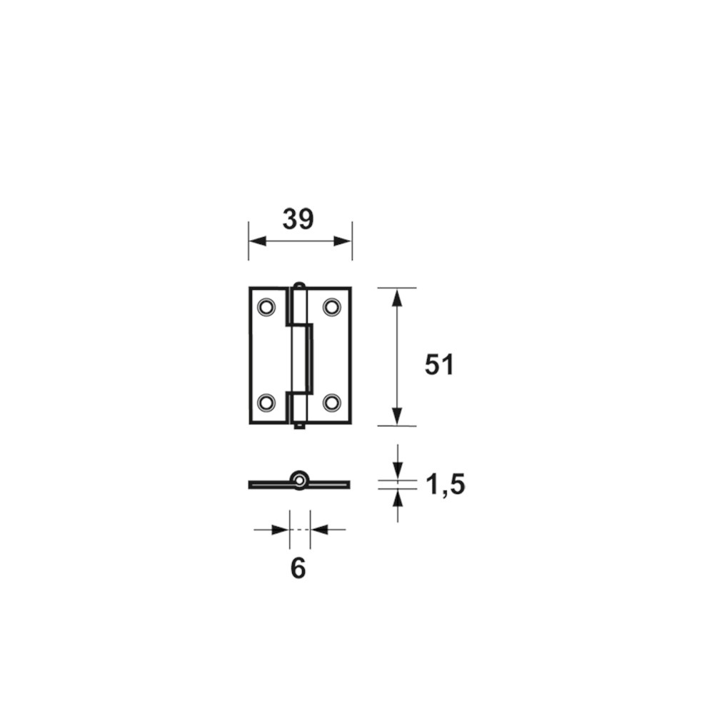 SCHARNIER 51 X 39MM 2" GEGALV.