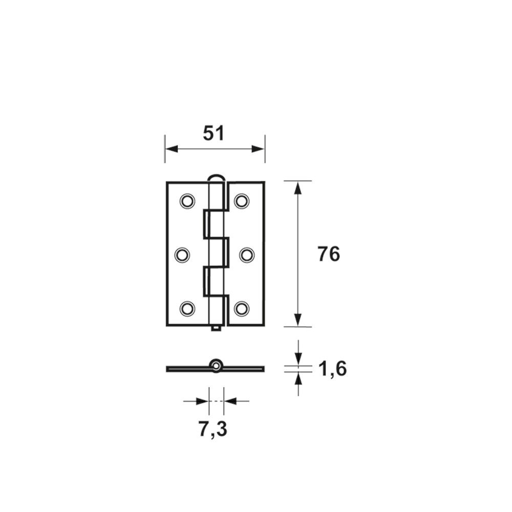 SCHARNIER 76 X 51MM 3" GEGALV.