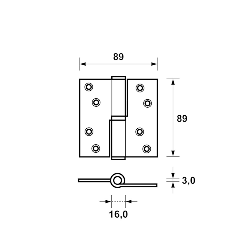 RVS KOGELST.PAUMELLE 3.5" 89 X 89MM LINKS