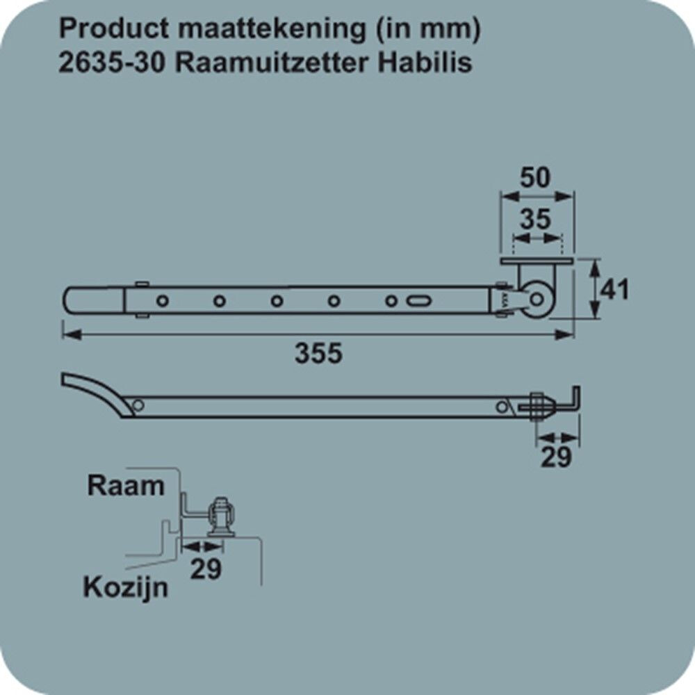 RAAMUITZETTER HABILIS NH50 29 X 300 X 35MM RVS