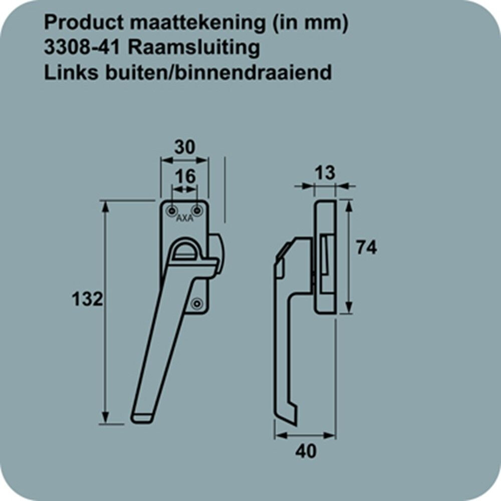 ZAMAC WIT GELAKTE RAAMSLUITING LINKS PLAT MET NOK