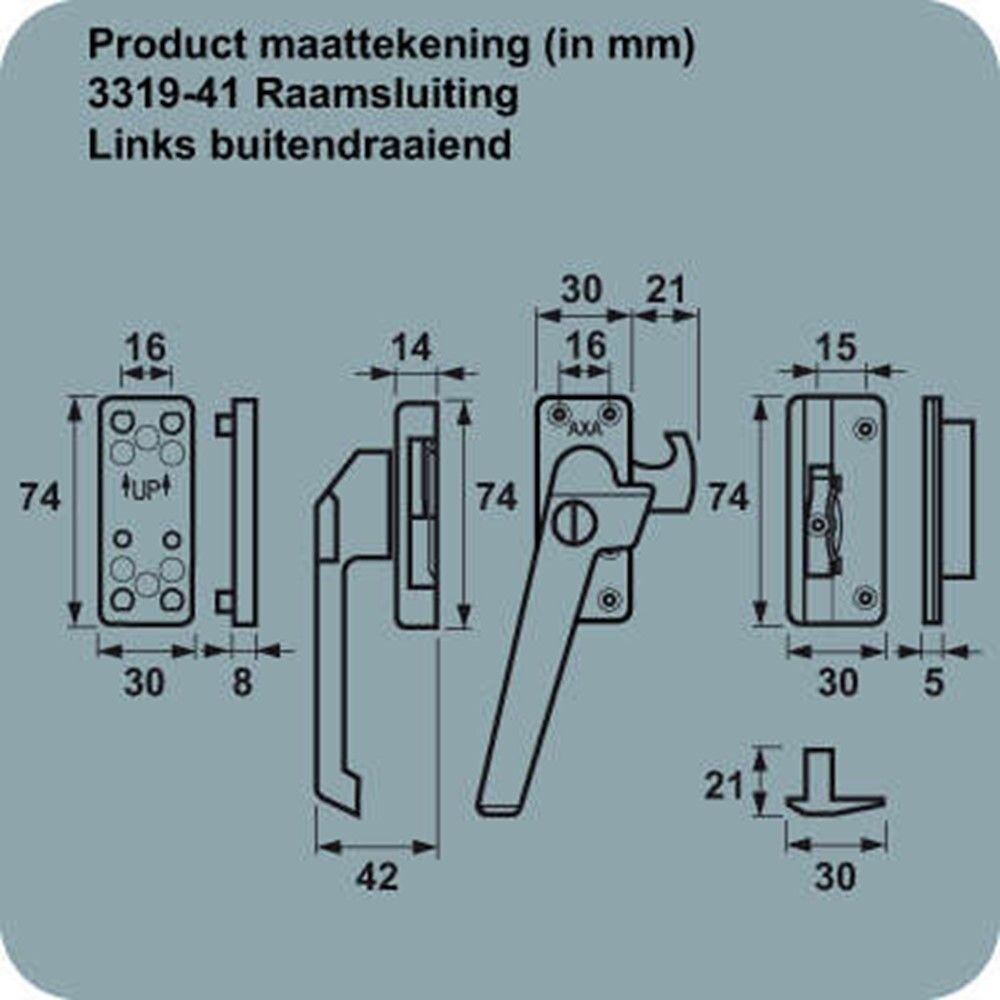 RAAMSLUITING M.CYL.SLOT ZW.UITV.LINKS