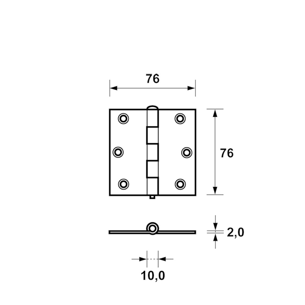 SCHARNIER 76 X 76MM 3" TGS