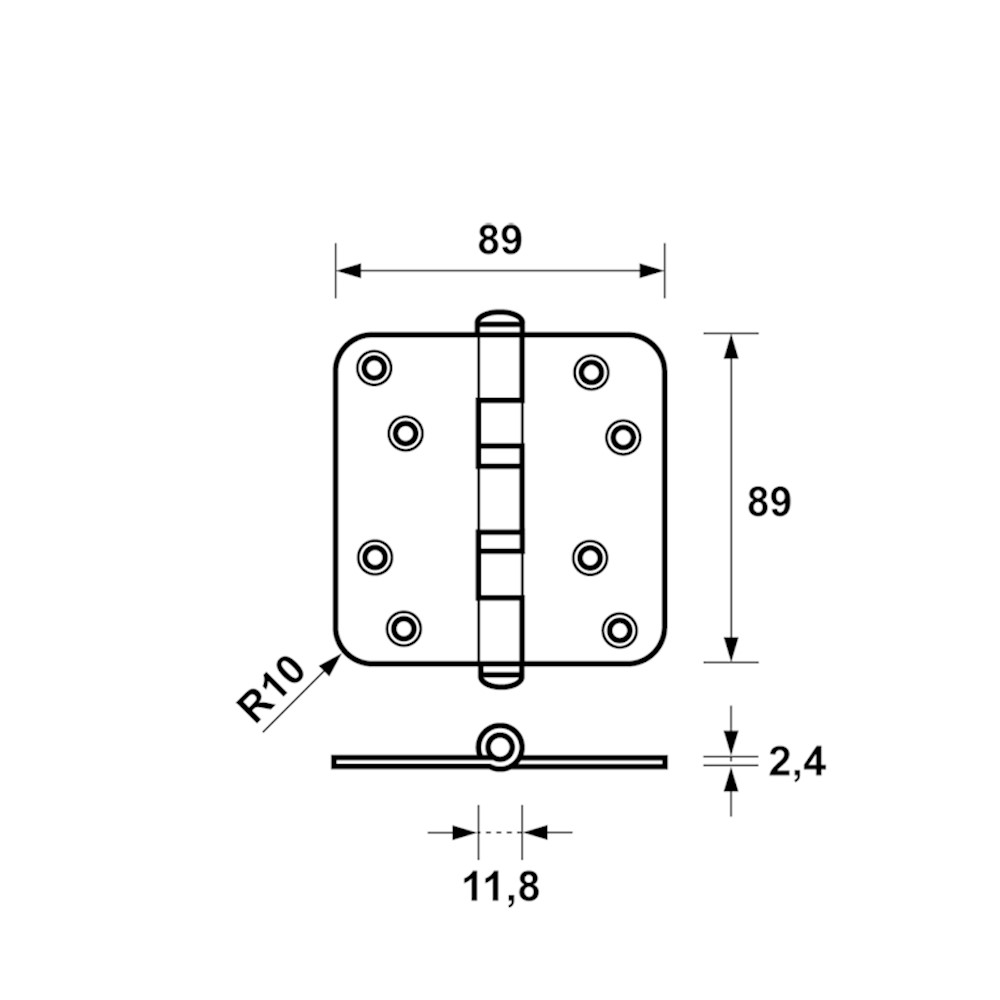SCHARNIER 89 X 89MM 3.5" KOGELL.RO.H.RVS