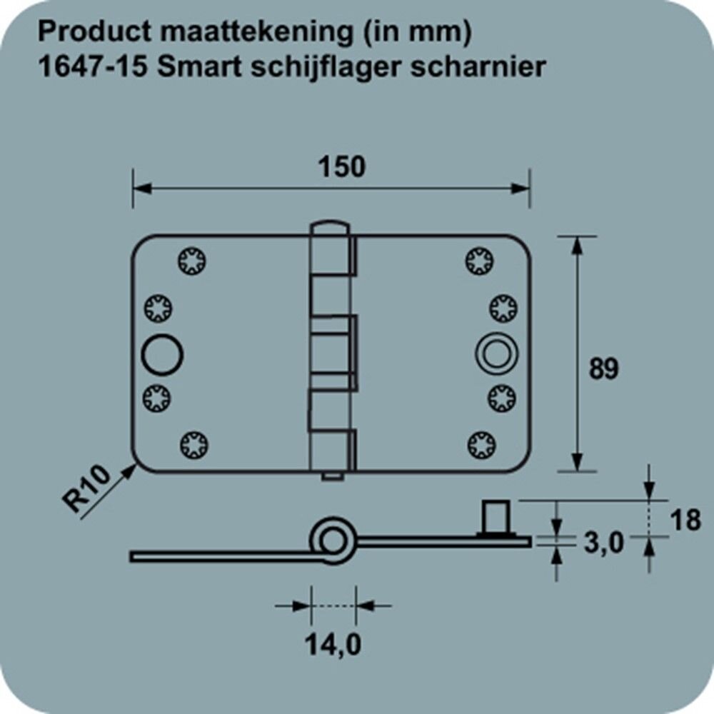 SCHARNIER 89 X 150MM 3.5" X 6" KANTELAAF