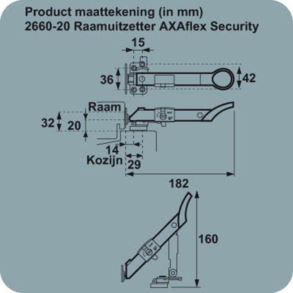AXAFLEX RAAMUITZETT. SEC. 20MM ZWART RVS