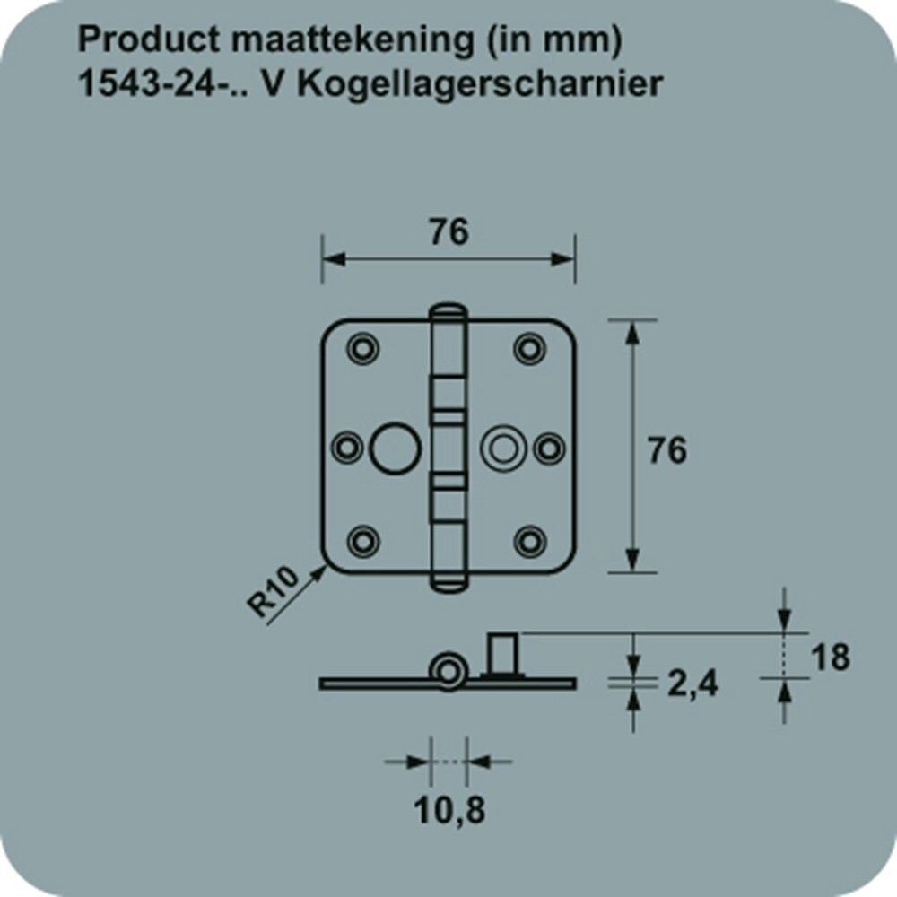SCHARNIER 76 X 76MM 3"TGS V H KOGEL