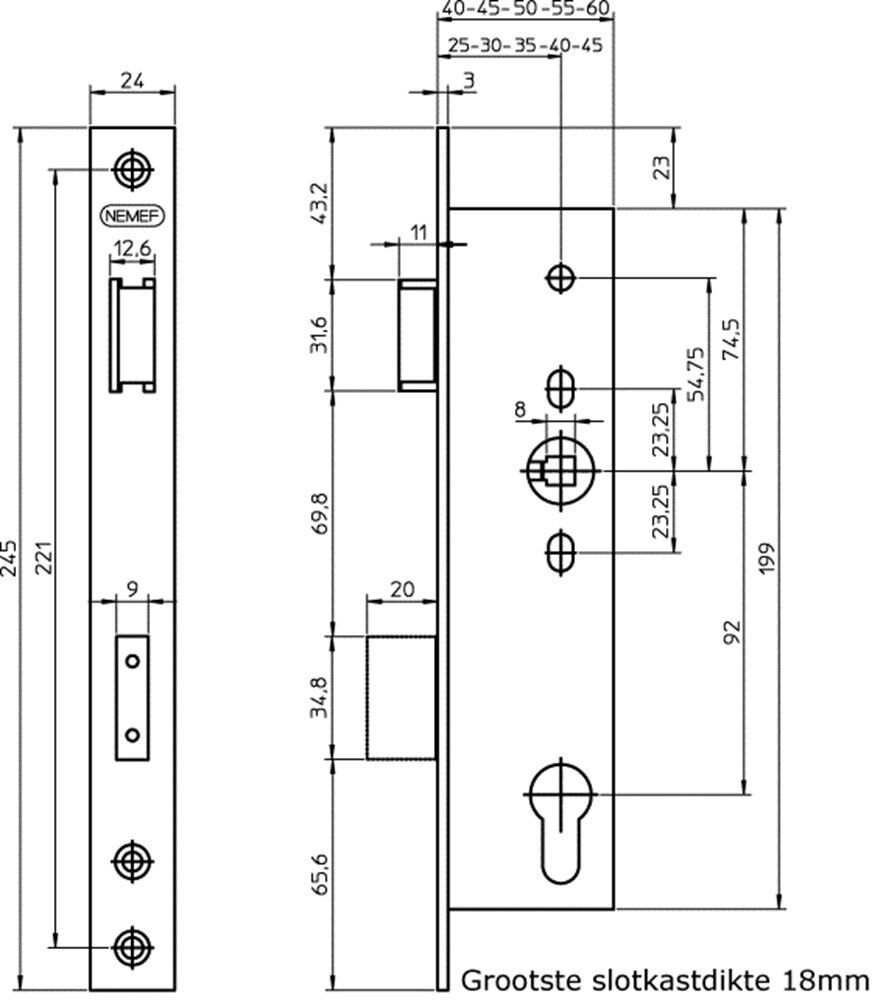 VEILIGHEID SMALDEURSLOT 4169/18-45MM RS/LS