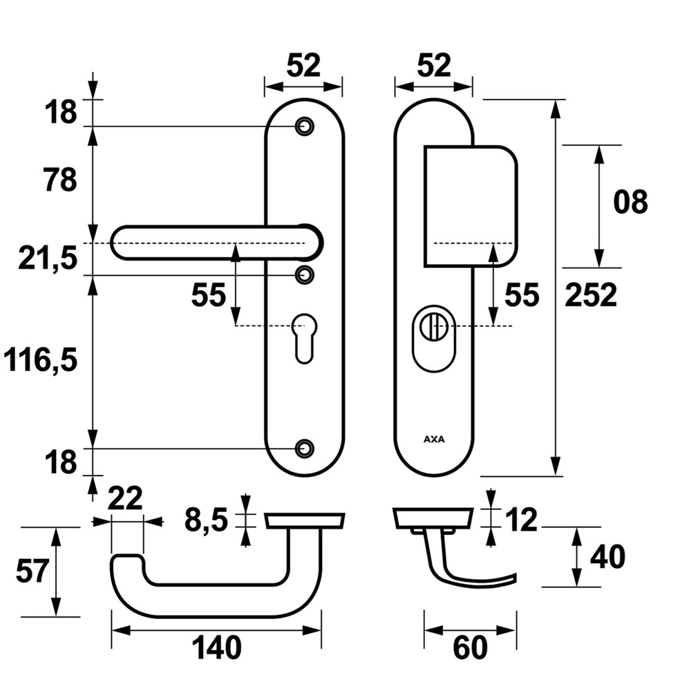 OVAL PLUS VH-BESLAG D-DUWER-U PC55