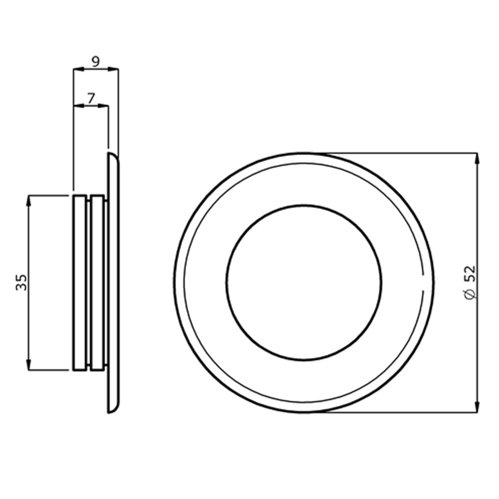 SCHUIFDEURKOM 52MM ROND