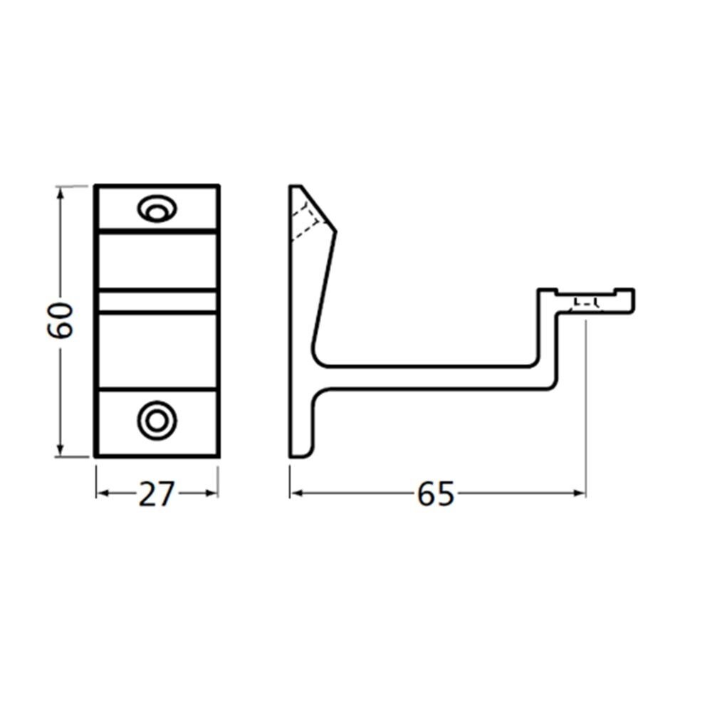 LEUNINGHOUDER ALU F1 3540-01E VLAK 60 X 27MM