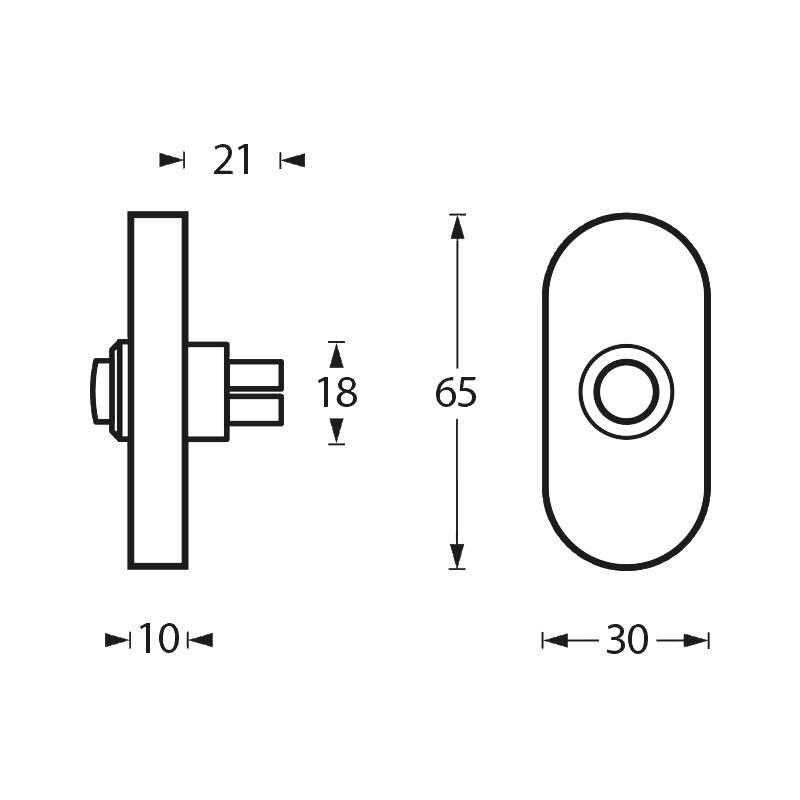 BELDRUKKER OVAAL 65 X 30MM RVS