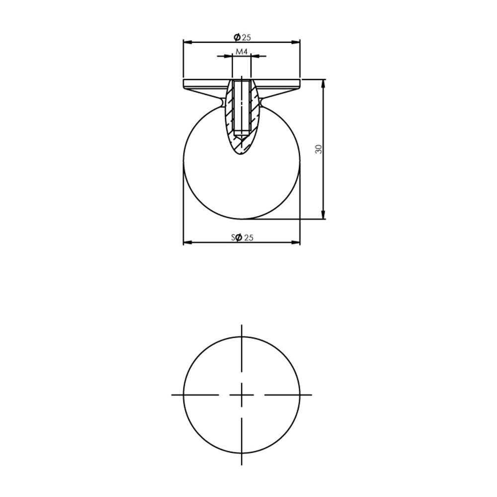 KNOP BOLROND 25MM CHROOM