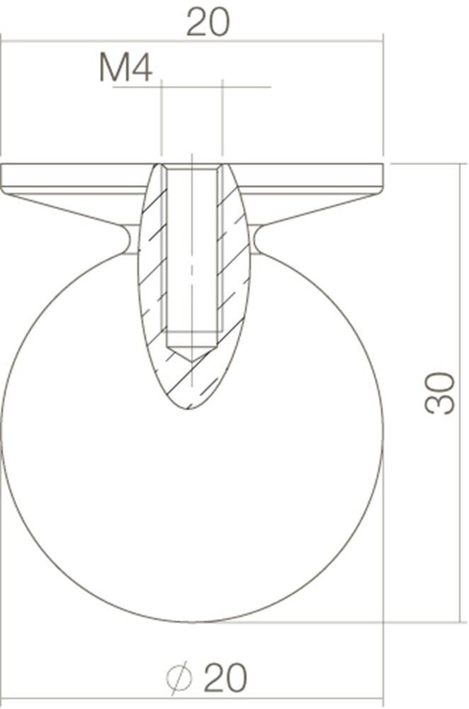 KNOP BOLROND 30MM CHROOM