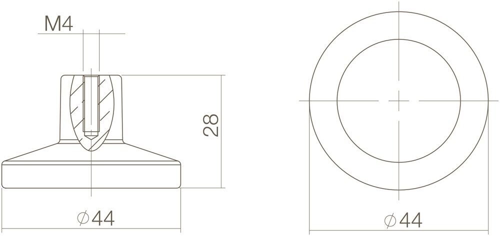 KNOP ROND GROOT CHROOM MAT
