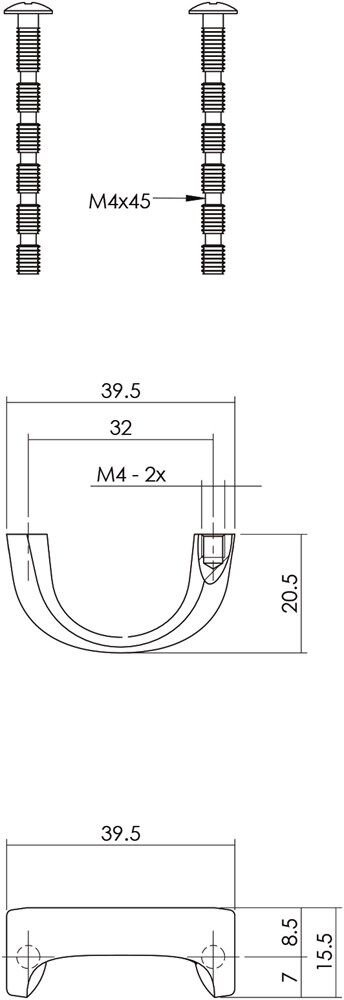 GREEP HALF ROND 32MM CHROOM MAT