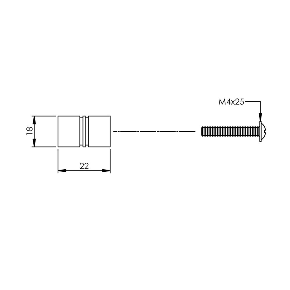 KNOP RECHT 18MM RVS