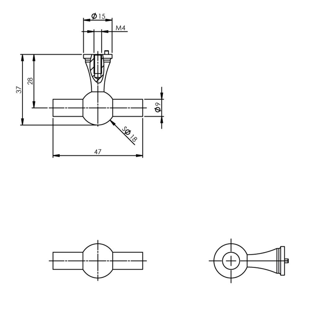 KNOP T-VORM RVS