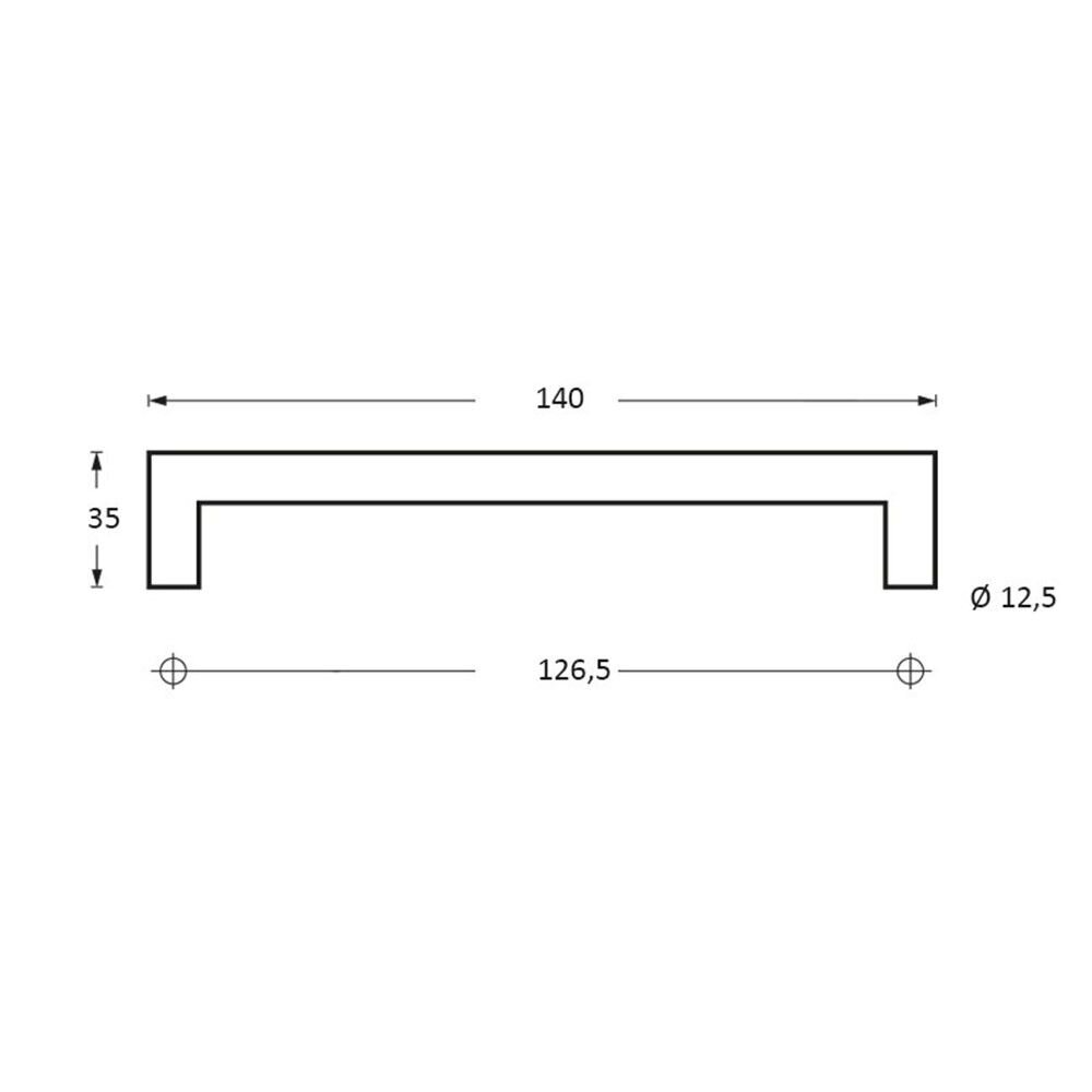 GREEP HOEK 90° 13MM / 128MM RVS