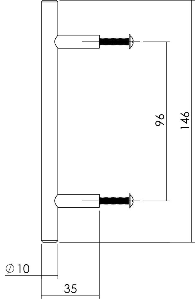 KEUKENGREEP 10/96/146MM RVS