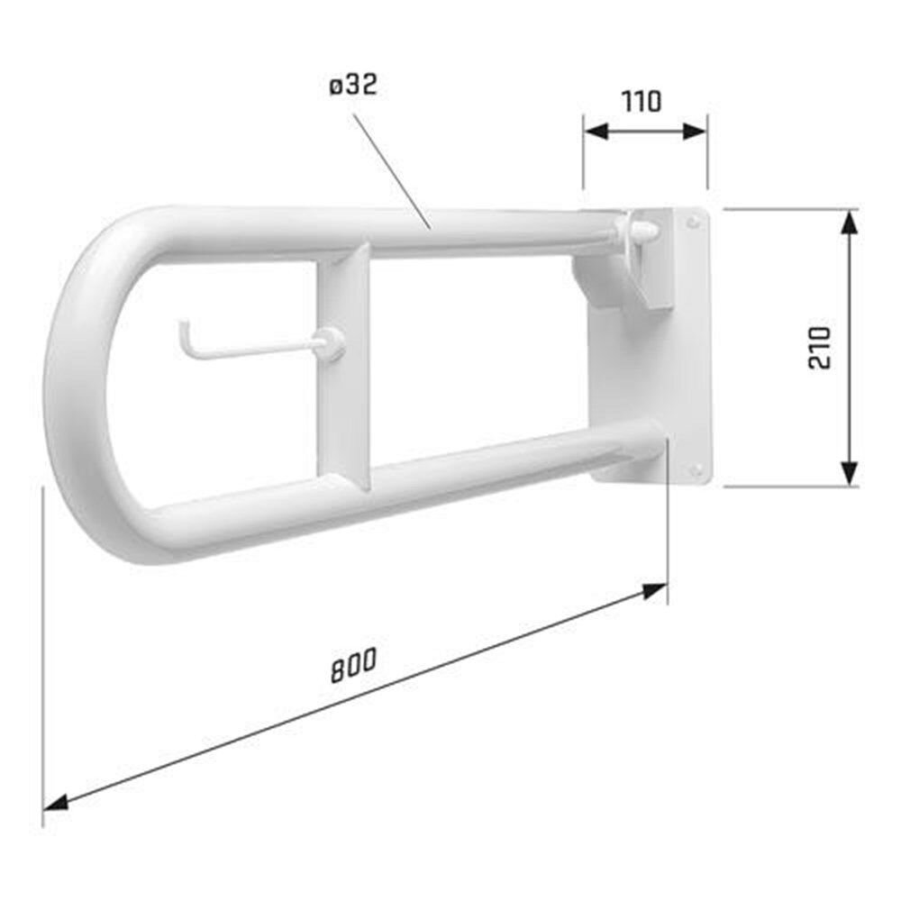 TOILETBEUGEL 800MM WIT OPKLAPBAAR